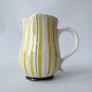 1950s Cinque Ports Pottery vintage milk creamer jug, yellow Cottage Stripe, Rye