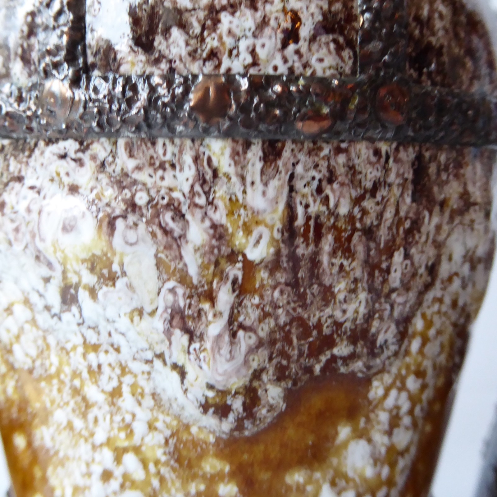 3 decorated West German Pottery vintage ceramic vases pot. Tin/lead solder lines - Image 13