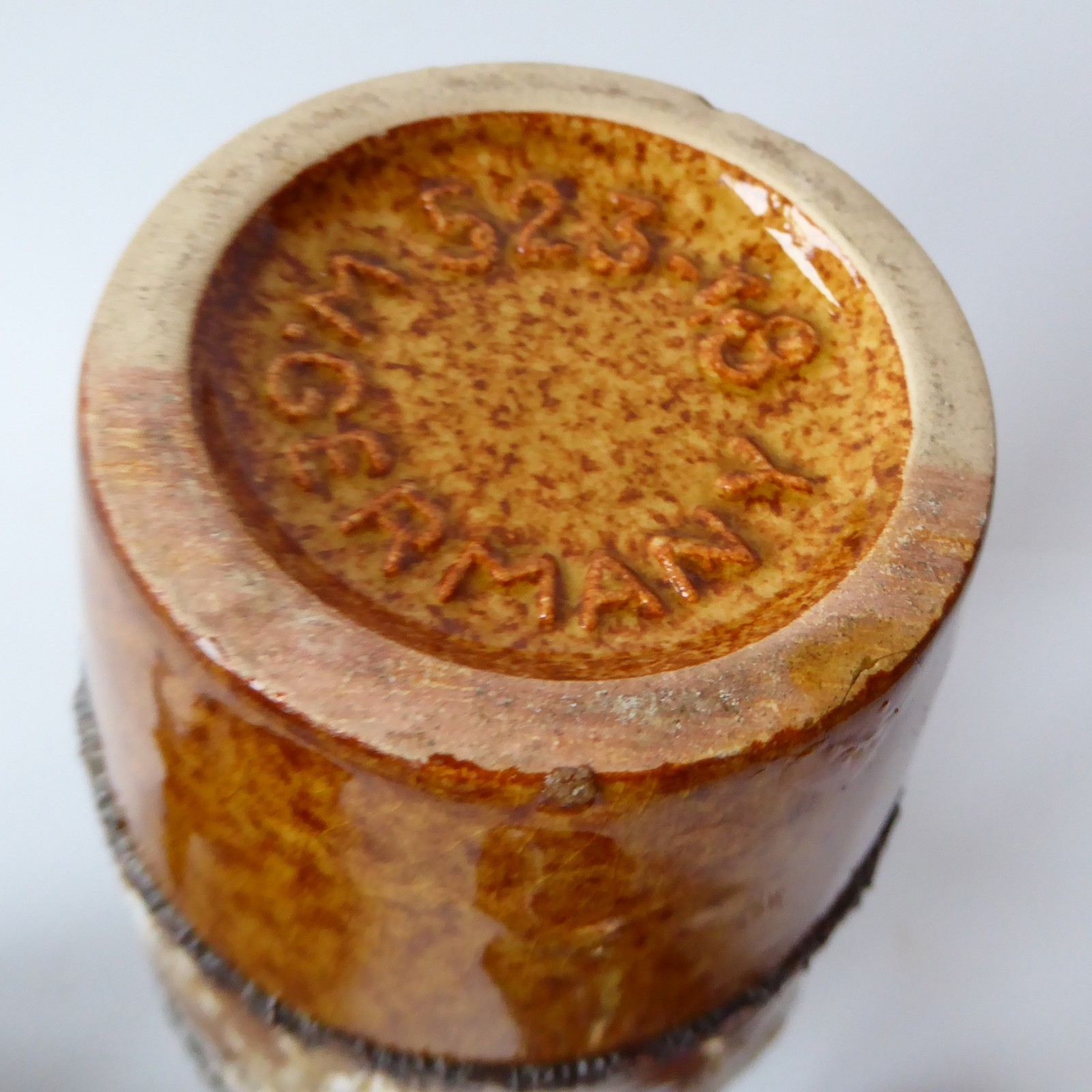 3 decorated West German Pottery vintage ceramic vases pot. Tin/lead solder lines - Image 15