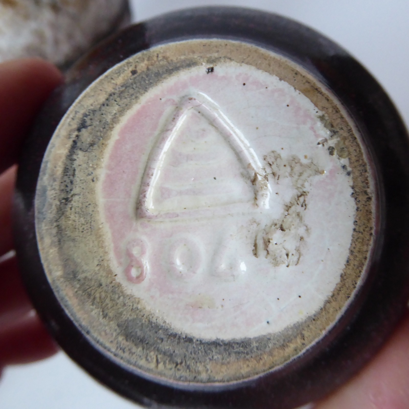 3 decorated West German Pottery vintage ceramic vases pot. Tin/lead solder lines - Image 18