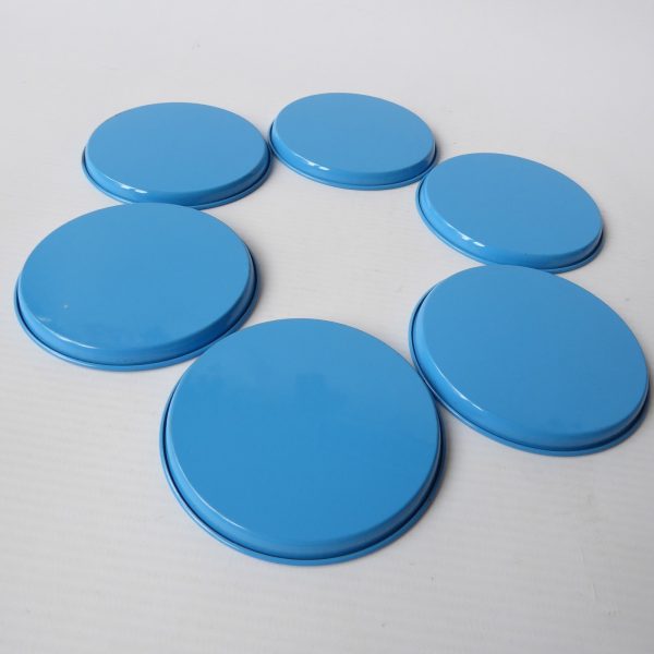 6 vintage Worcester Ware Pat Albeck cocktail mats/coasters. 1960s/1970s blue - Image 7