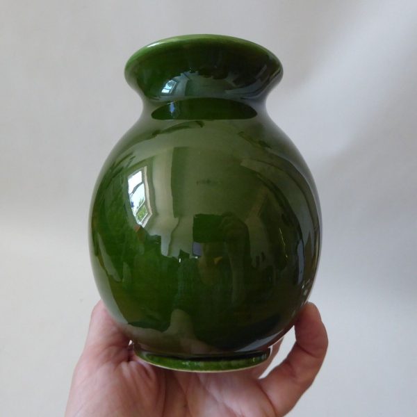 Aegitna Vallauris French vintage vase pottery ceramic, glossy green. Mid century - Image 12