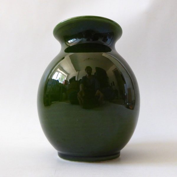 Aegitna Vallauris French vintage vase pottery ceramic, glossy green. Mid century - Image 3