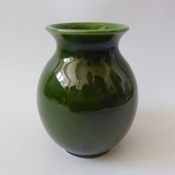 Aegitna Vallauris French vintage vase pottery ceramic, glossy green. Mid century - Image 5