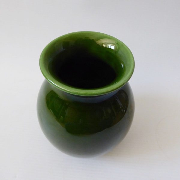 Aegitna Vallauris French vintage vase pottery ceramic, glossy green. Mid century - Image 6