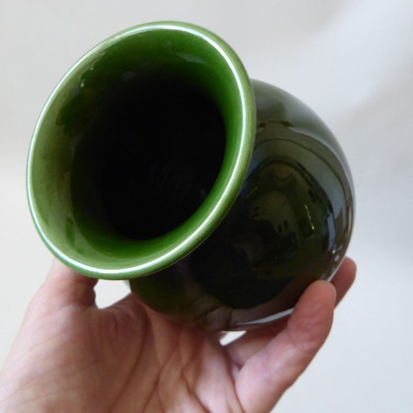 Aegitna Vallauris French vintage vase pottery ceramic, glossy green. Mid century - Image 8