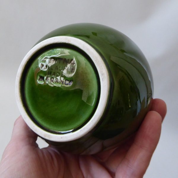 Aegitna Vallauris French vintage vase pottery ceramic, glossy green. Mid century - Image 10