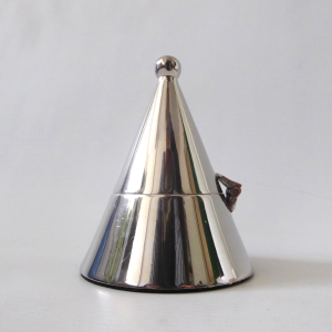 Alessi Aldo Rossi style vintage tealight candle holder, chromed metal flip top