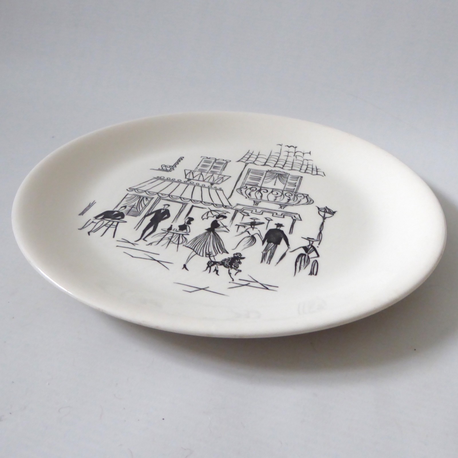 Alfred Meakin vintage 50s Parisienne dinner plate, 10". Round Paris cafe drawing - Image 7