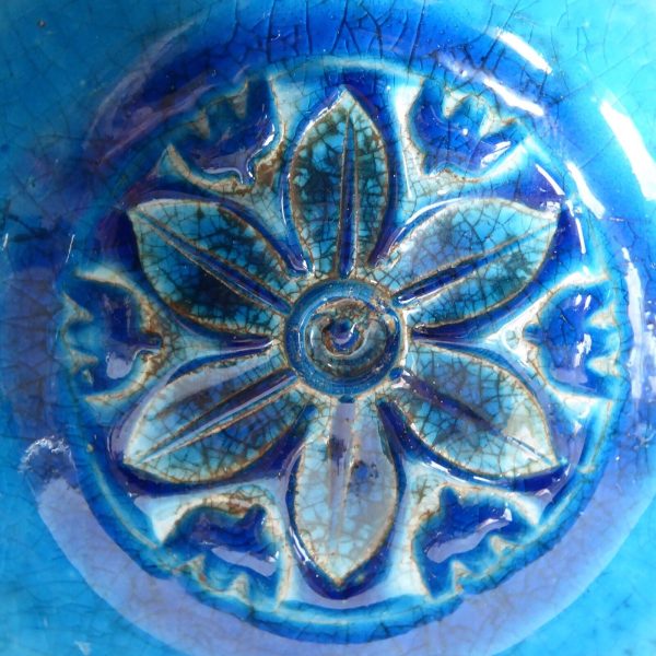 Bitossi H33/10 off-centre bowl ashtray dish Aldo Londi Rimini Blue flower MCM 4" - Image 6