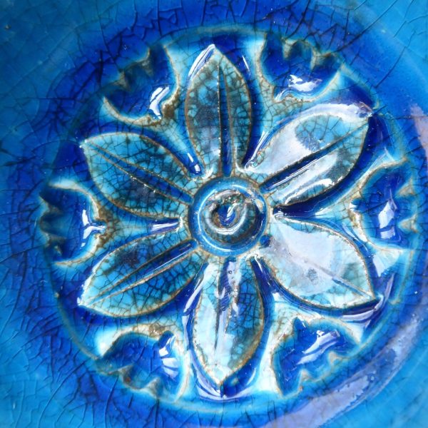 Bitossi H33/10 off-centre bowl ashtray dish Aldo Londi Rimini Blue flower MCM 4" - Image 7
