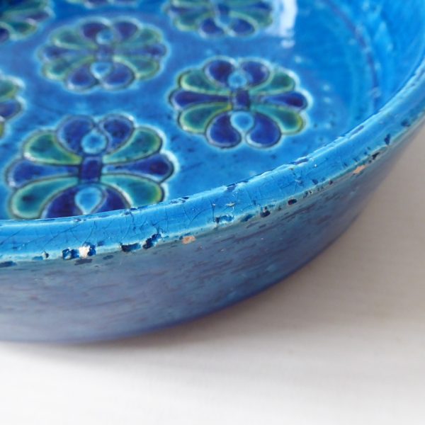Bitossi large 8" bowl ashtray dish Aldo Londi Rimini Blue flower, vintage 1960s - Image 11