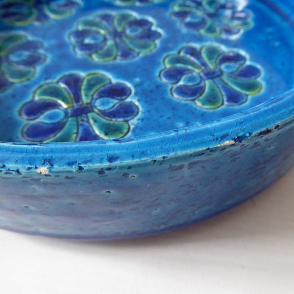 Bitossi large 8" bowl ashtray dish Aldo Londi Rimini Blue flower, vintage 1960s - Image 12