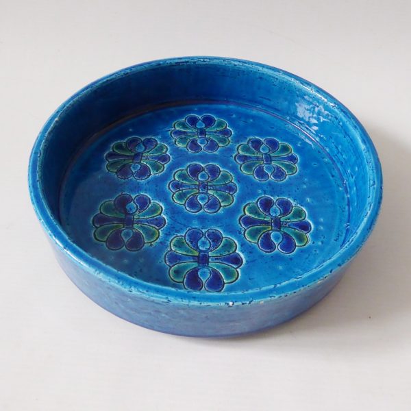 Bitossi large 8" bowl ashtray dish Aldo Londi Rimini Blue flower, vintage 1960s - Image 7