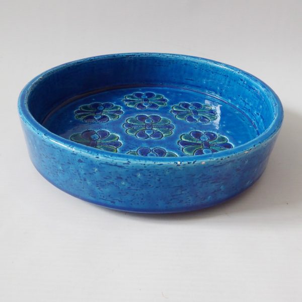 Bitossi large 8" bowl ashtray dish Aldo Londi Rimini Blue flower, vintage 1960s - Image 8