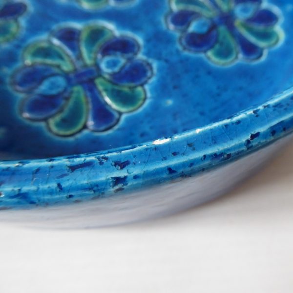 Bitossi large 8" bowl ashtray dish Aldo Londi Rimini Blue flower, vintage 1960s - Image 10