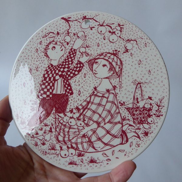 Bjorn Wiinblad Oktober Paradis red wall plaque, vintage Nymolle Denmark. Ceramic - Image 3