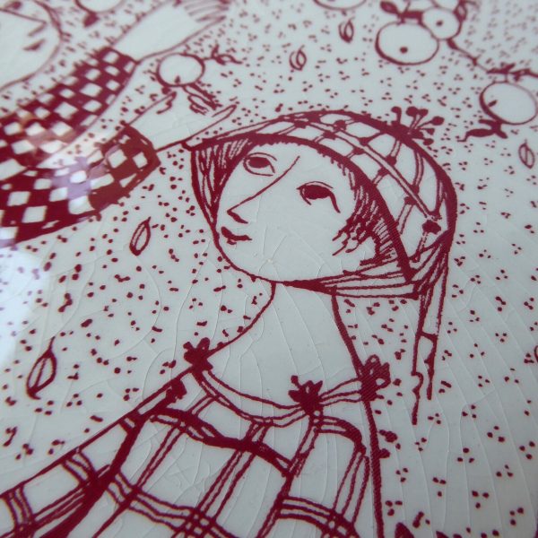 Bjorn Wiinblad Oktober Paradis red wall plaque, vintage Nymolle Denmark. Ceramic - Image 5