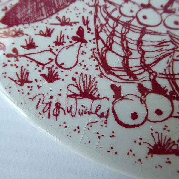 Bjorn Wiinblad Oktober Paradis red wall plaque, vintage Nymolle Denmark. Ceramic - Image 6