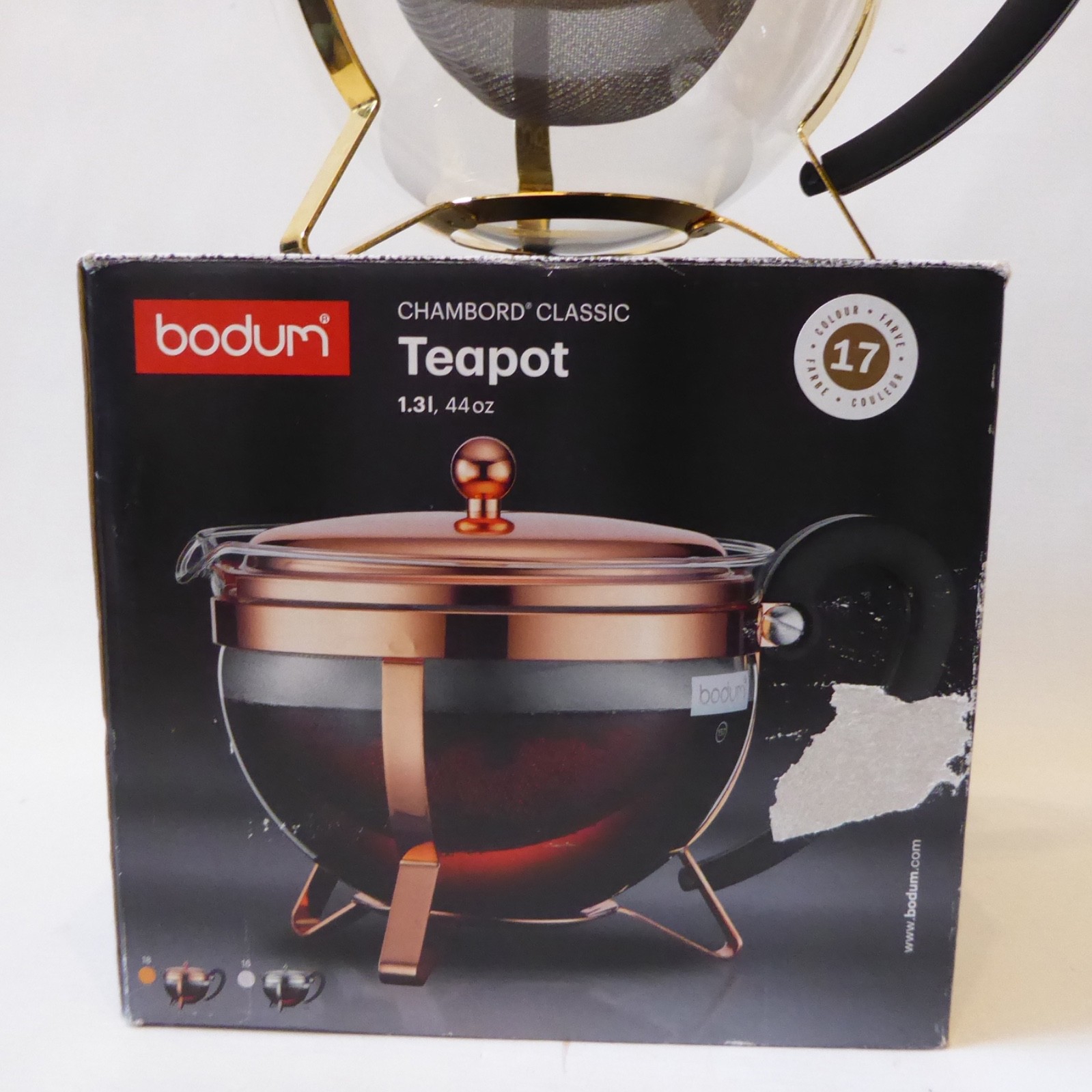 Bodum Chambord Classic teapot, 1.3 litre round, gold. Loose leaf/teabag 11656 - Image 2