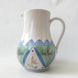 Buchan Scotland big stoneware vintage pottery jug vase. Scottish painted ceramic