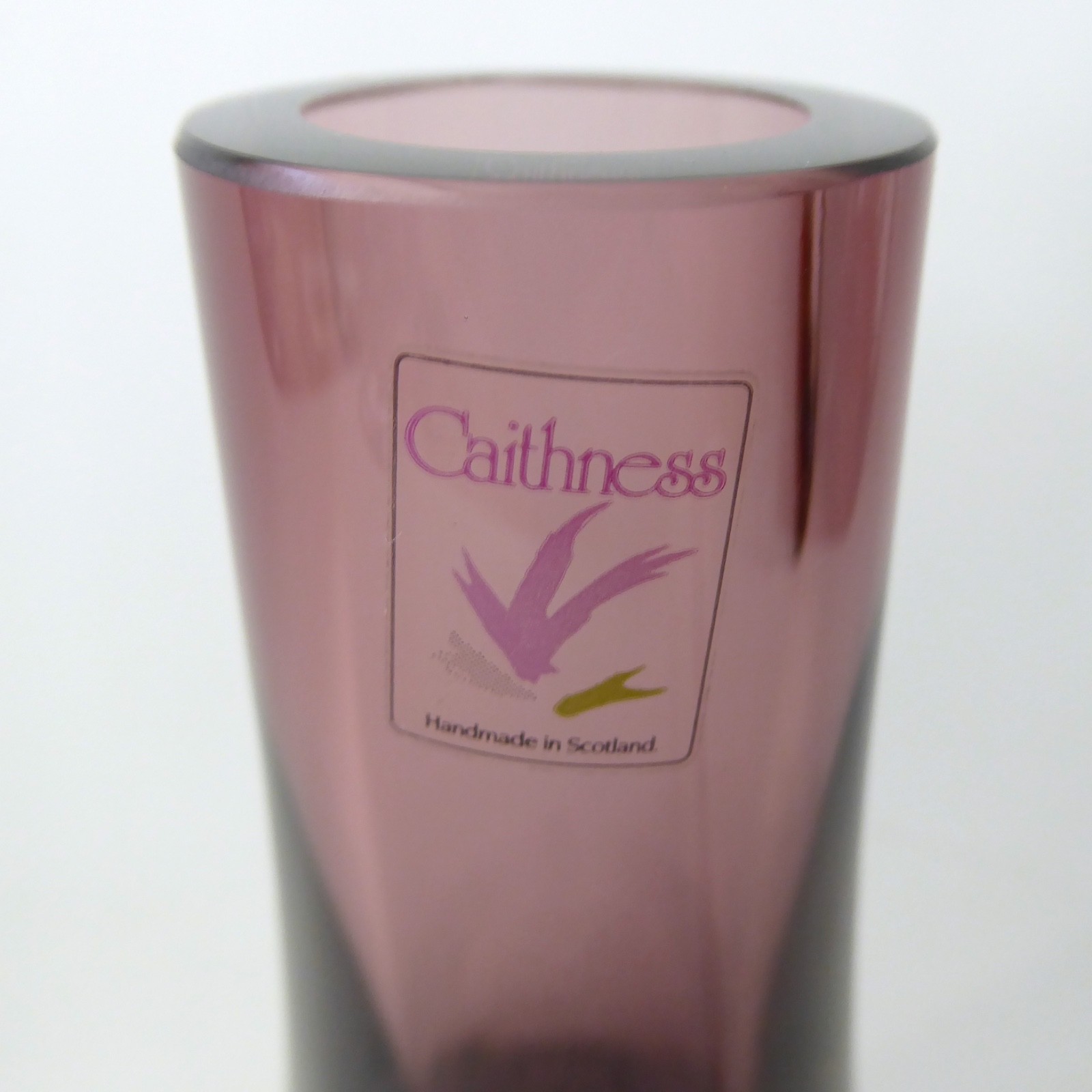 Caithness Heather purple Stroma 4033 art glass bud vase, 1970s Scottish vintage - Image 2