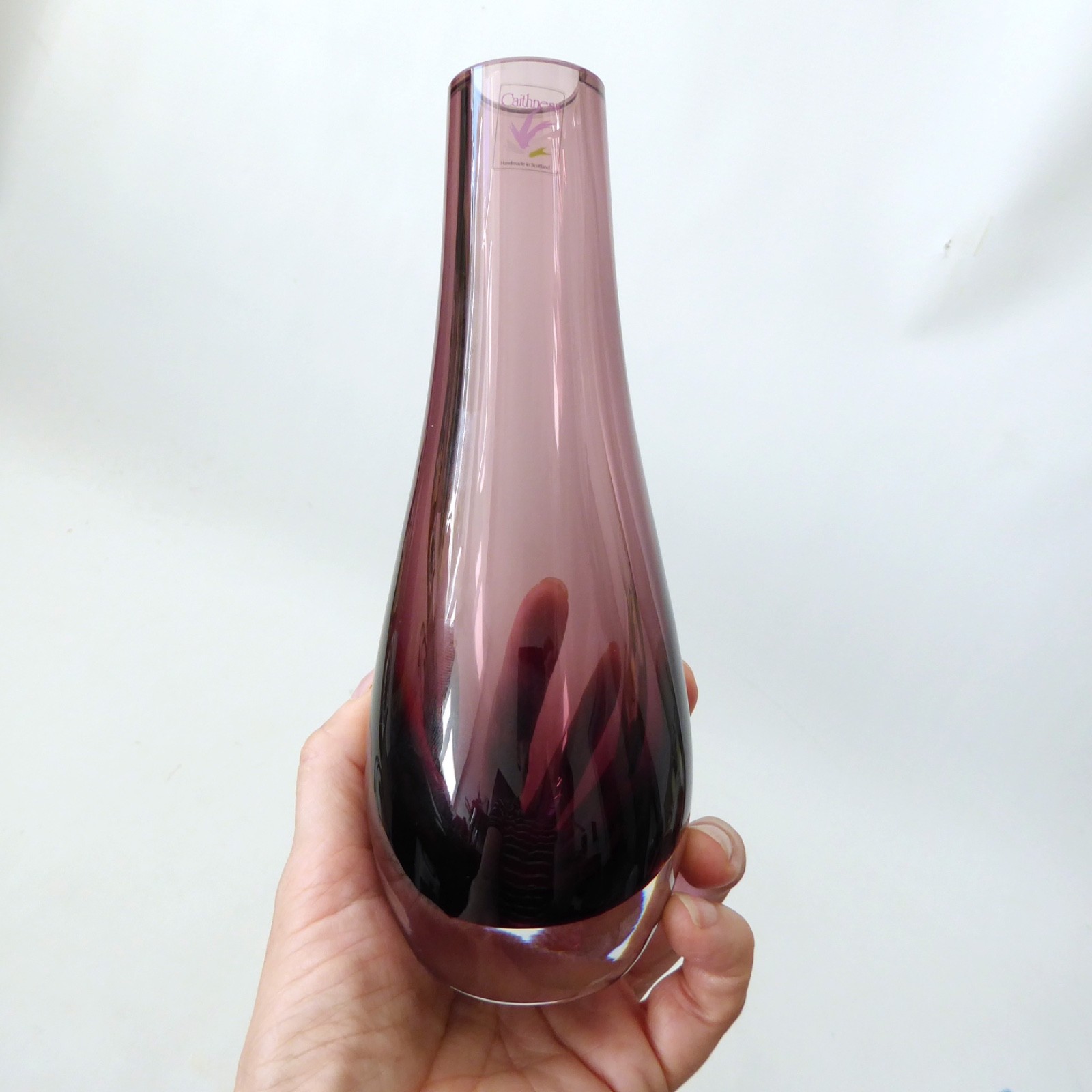 Caithness Heather purple Stroma 4033 art glass bud vase, 1970s Scottish vintage - Image 7