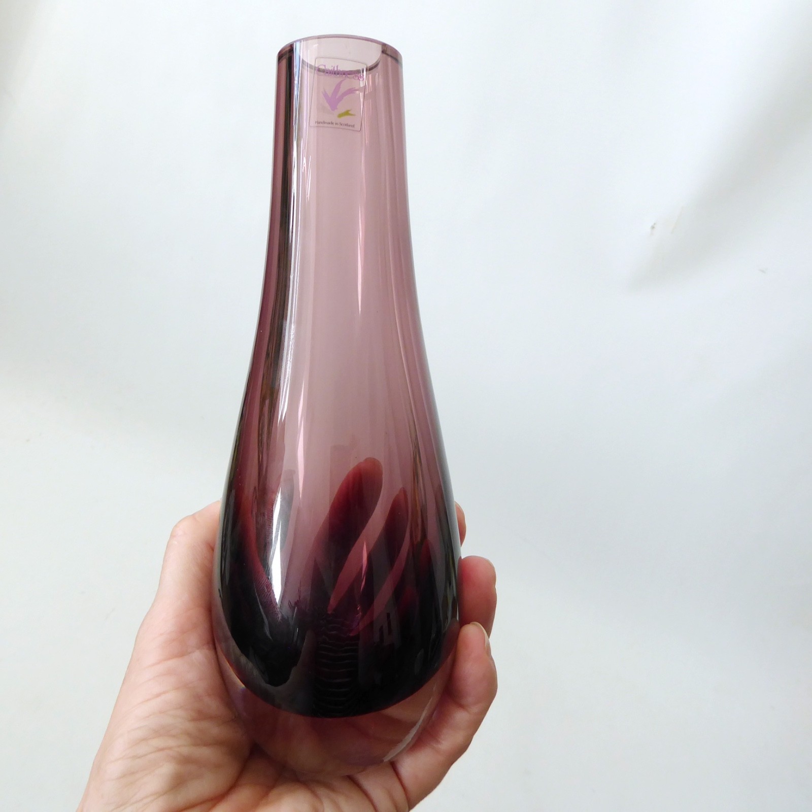 Caithness Heather purple Stroma 4033 art glass bud vase, 1970s Scottish vintage - Image 8
