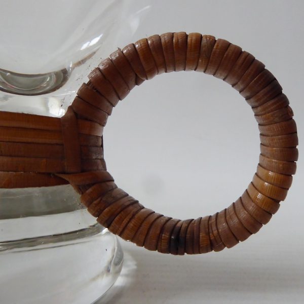 Carl Aubock? MCM raffia/rattan wrapped small bar glasses. Conical shot glass 60s - Image 10
