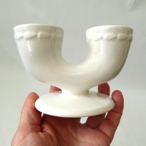 Carlton Ware Gourmet double egg cup holder, England. 1950s mid century white