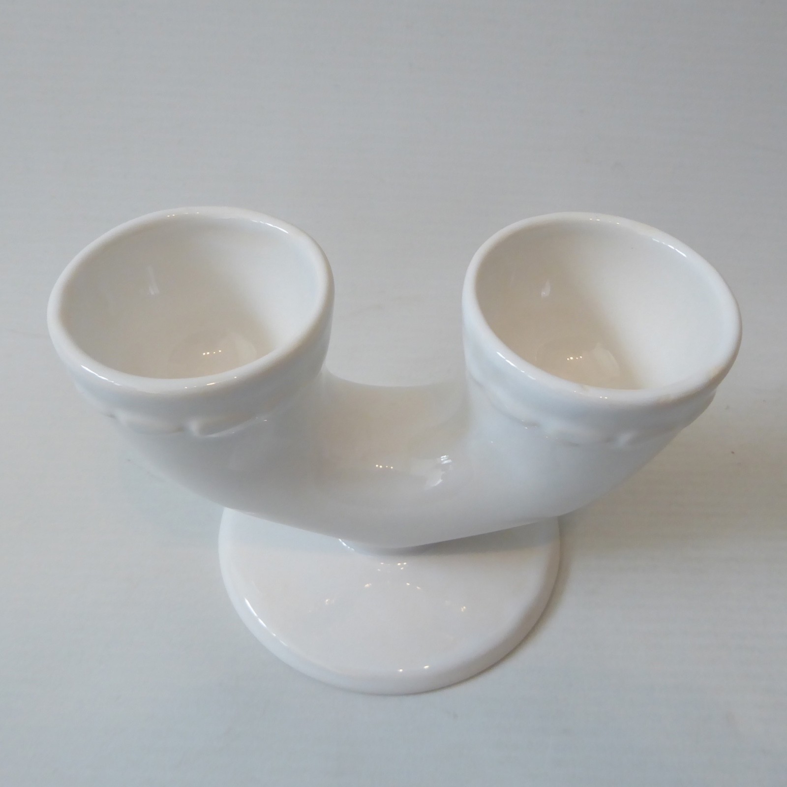Carlton Ware Gourmet double egg cup holder, England. 1950s mid century white - Image 5