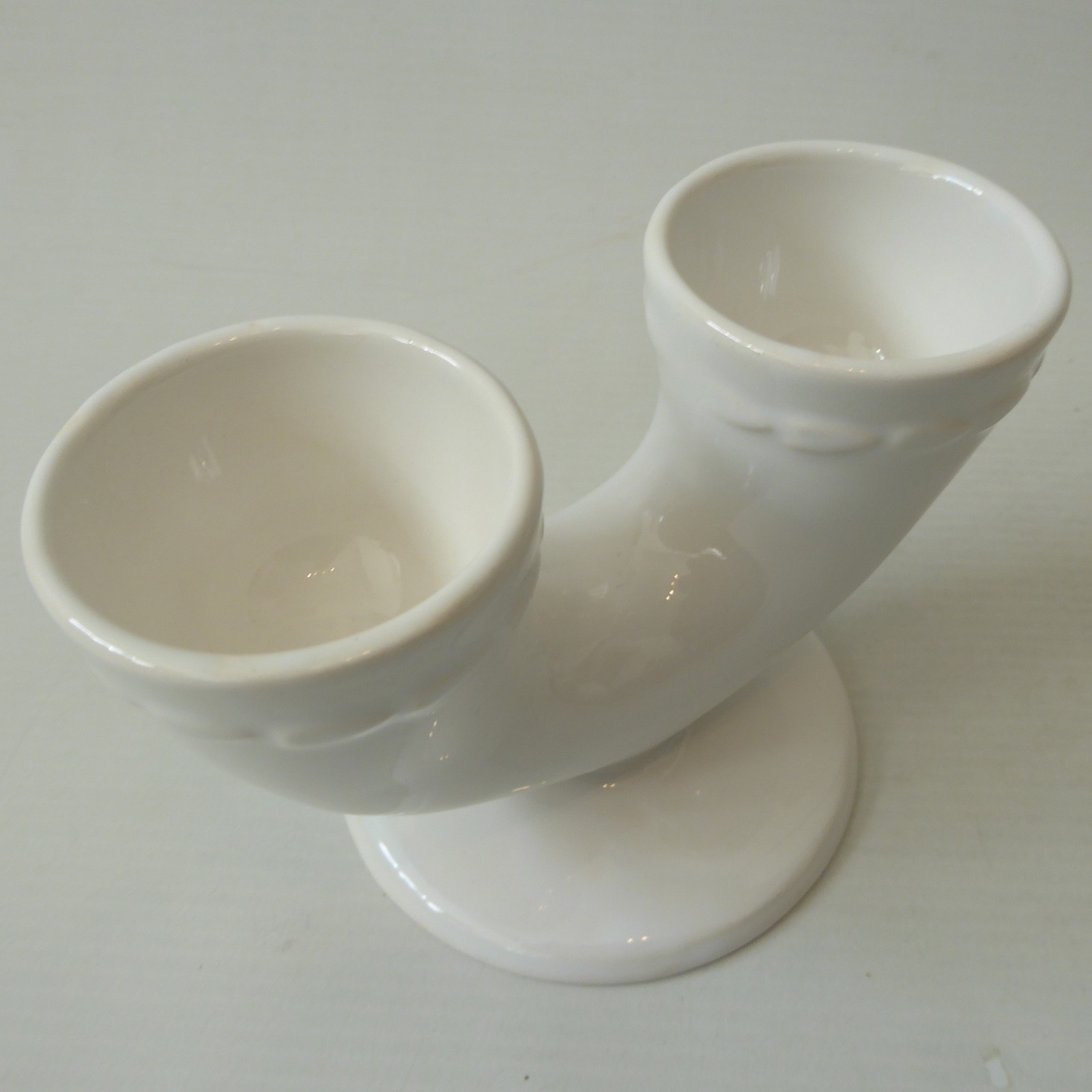 Carlton Ware Gourmet double egg cup holder, England. 1950s mid century white - Image 6