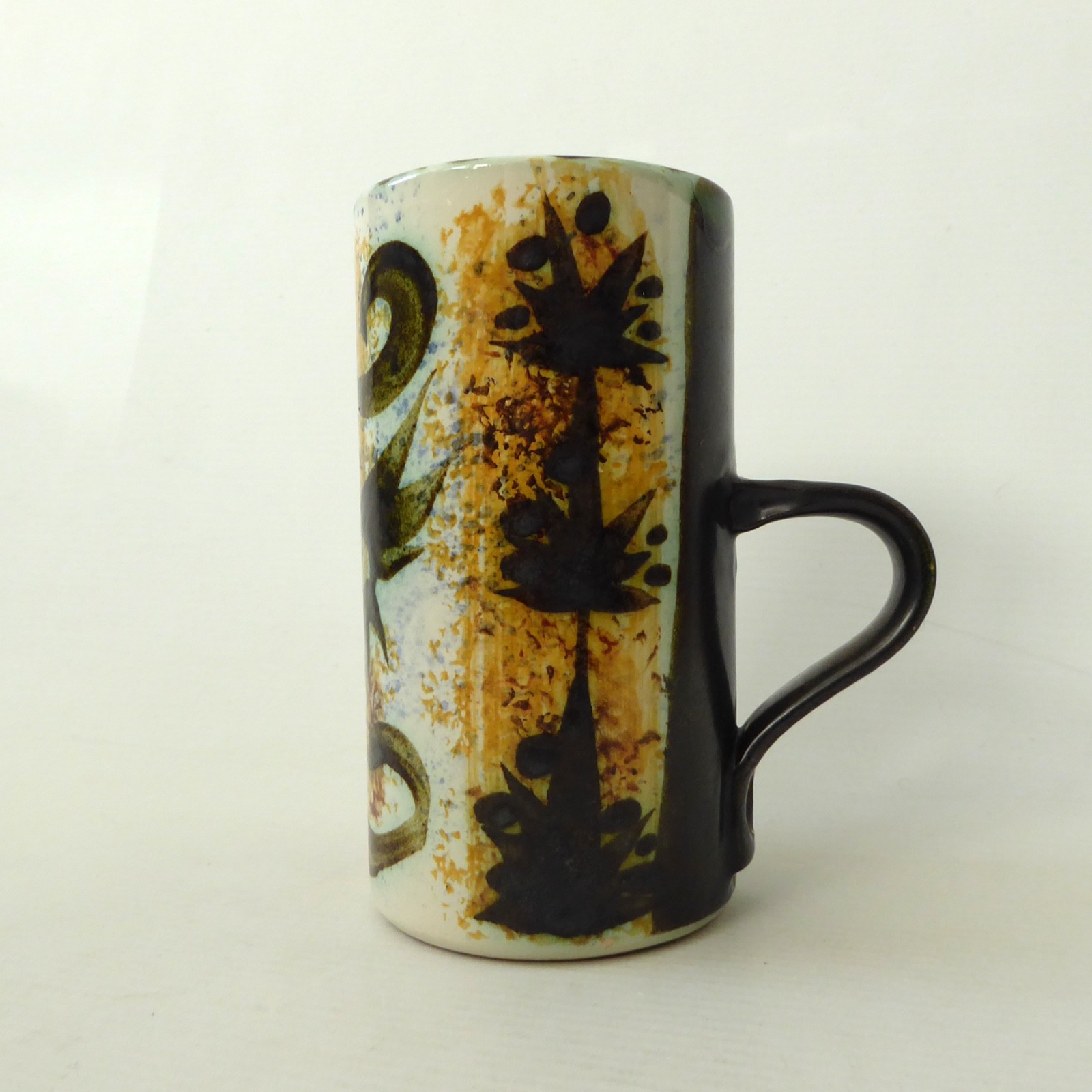 Celtic Pottery Newlyn Cornwall studio tall mug, black Phoenix. Vintage 1970s cup - Image 3