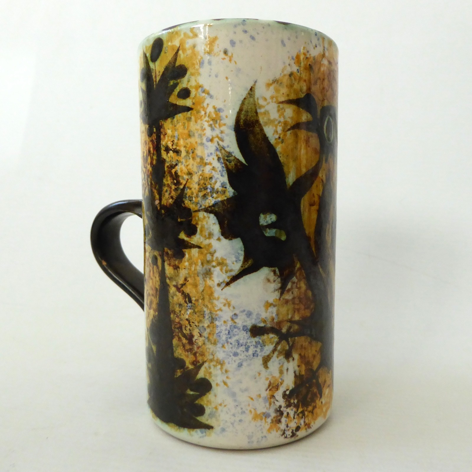 Celtic Pottery Newlyn Cornwall studio tall mug, black Phoenix. Vintage 1970s cup - Image 6