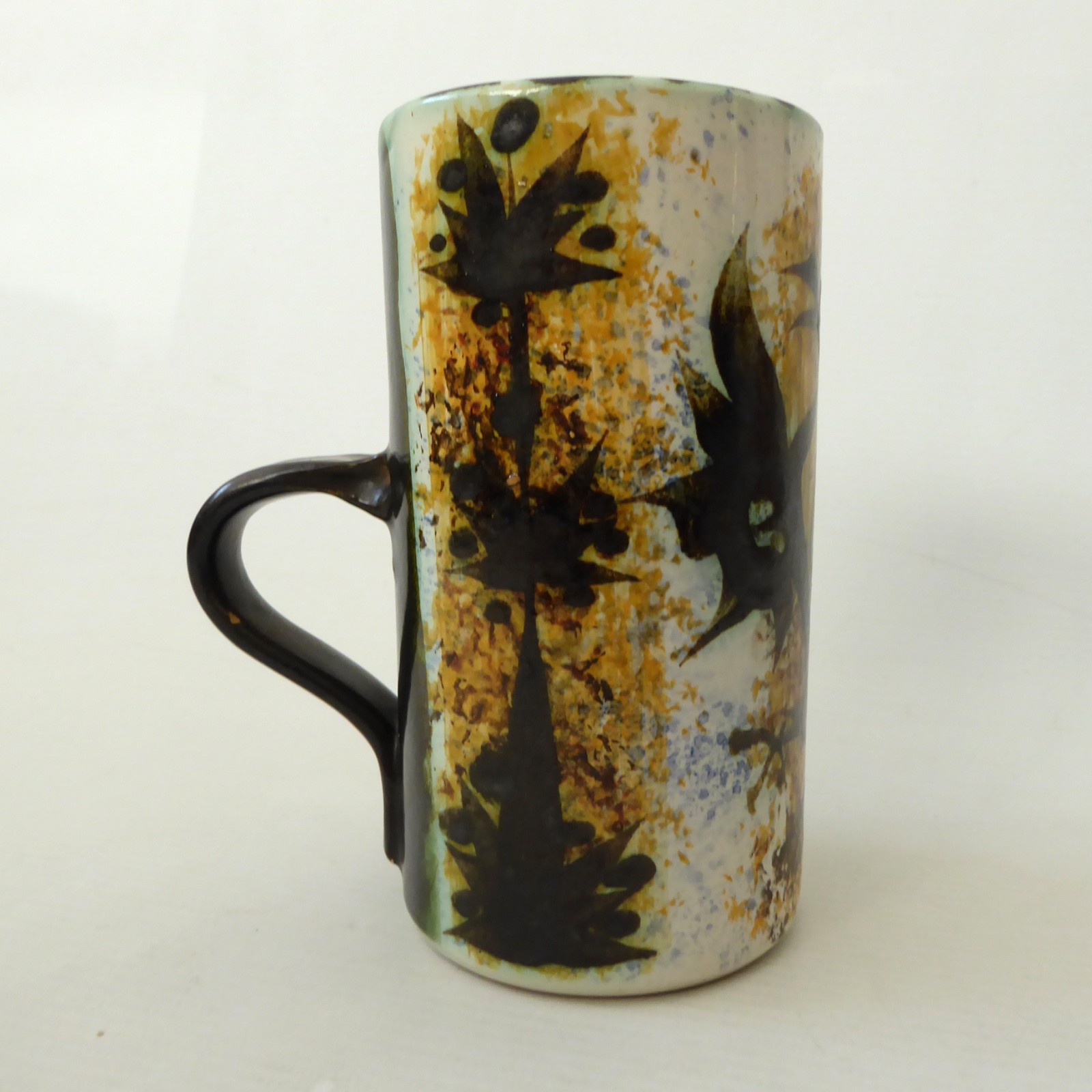 Celtic Pottery Newlyn Cornwall studio tall mug, black Phoenix. Vintage 1970s cup - Image 7