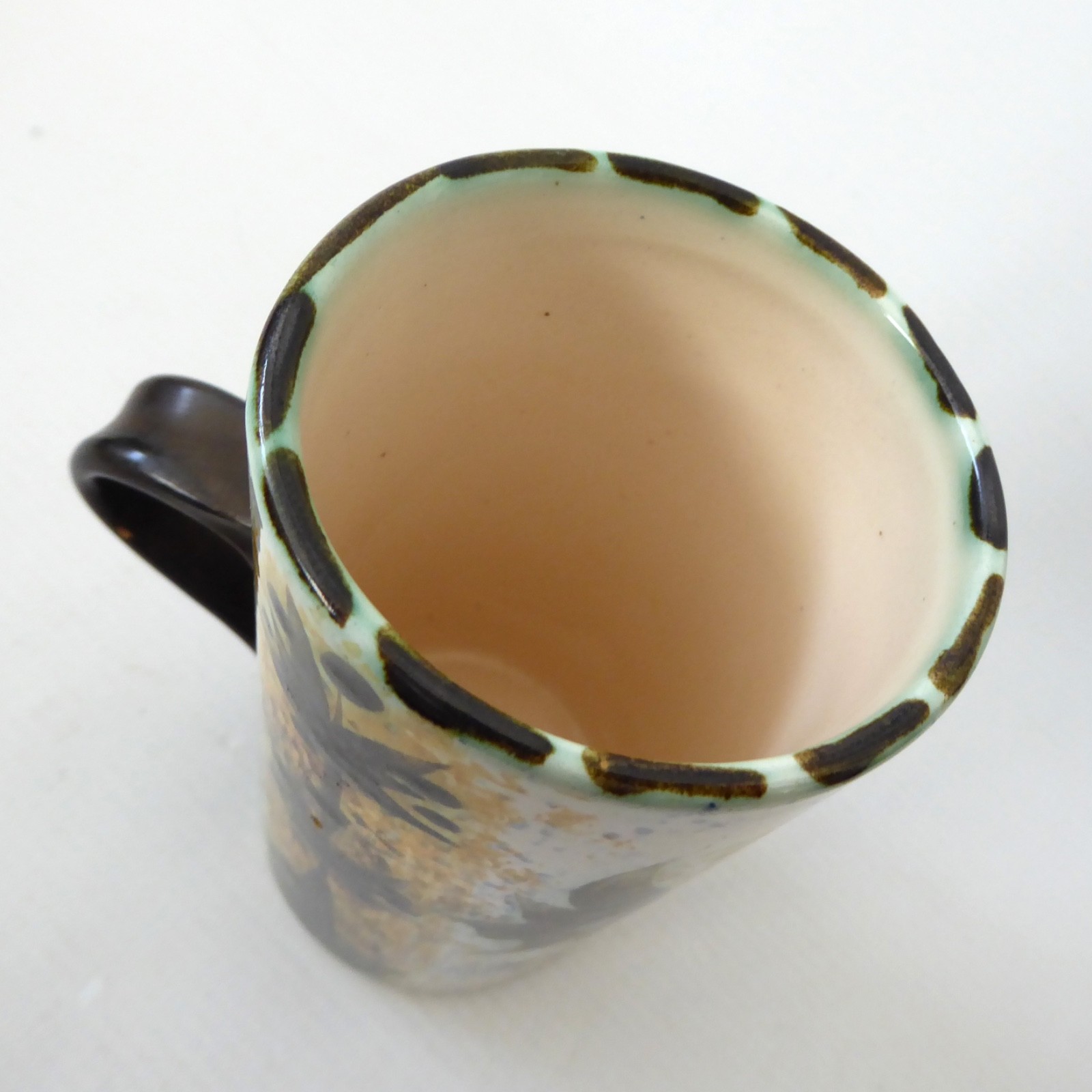 Celtic Pottery Newlyn Cornwall studio tall mug, black Phoenix. Vintage 1970s cup - Image 9