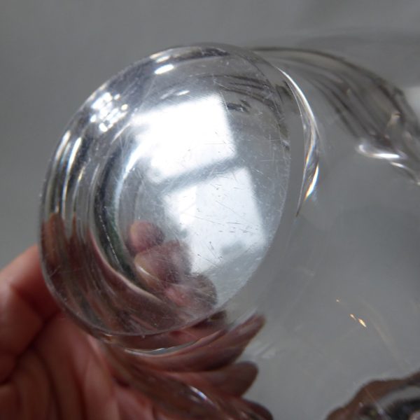 French crystal art glass fish shaped bowl dish, vintage 60s clear candle holder - Image 16