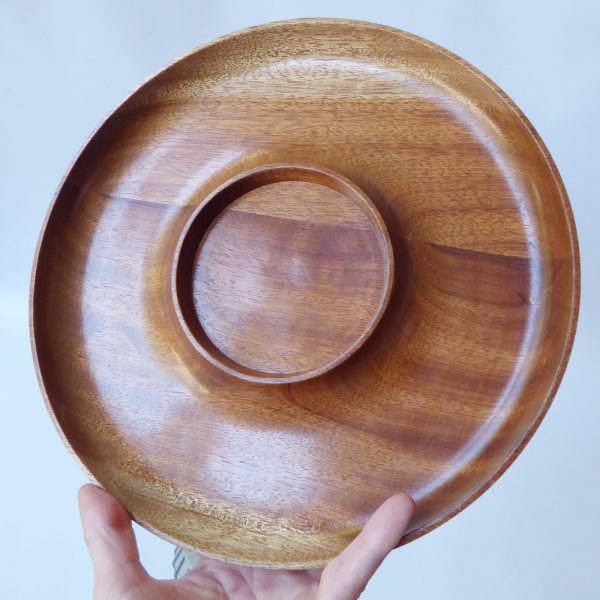 French wood & glass nibbles snacks + dip serving tray platter. Vintage Arcopal - Image 11
