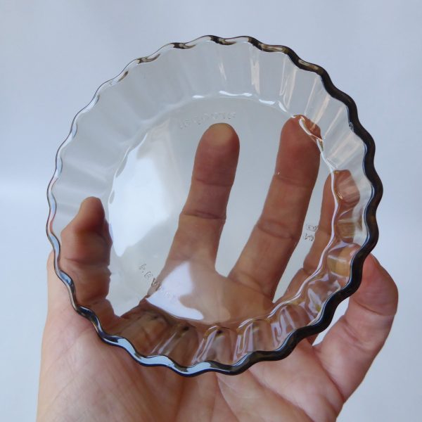 French wood & glass nibbles snacks + dip serving tray platter. Vintage Arcopal - Image 13