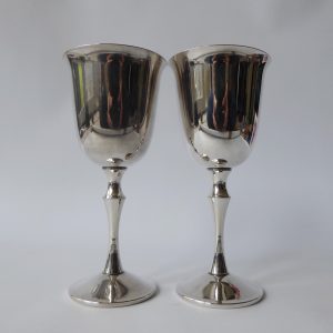 Grenadier England 2 silver plated goblets, 1970s 1980s retro vintage wine glass