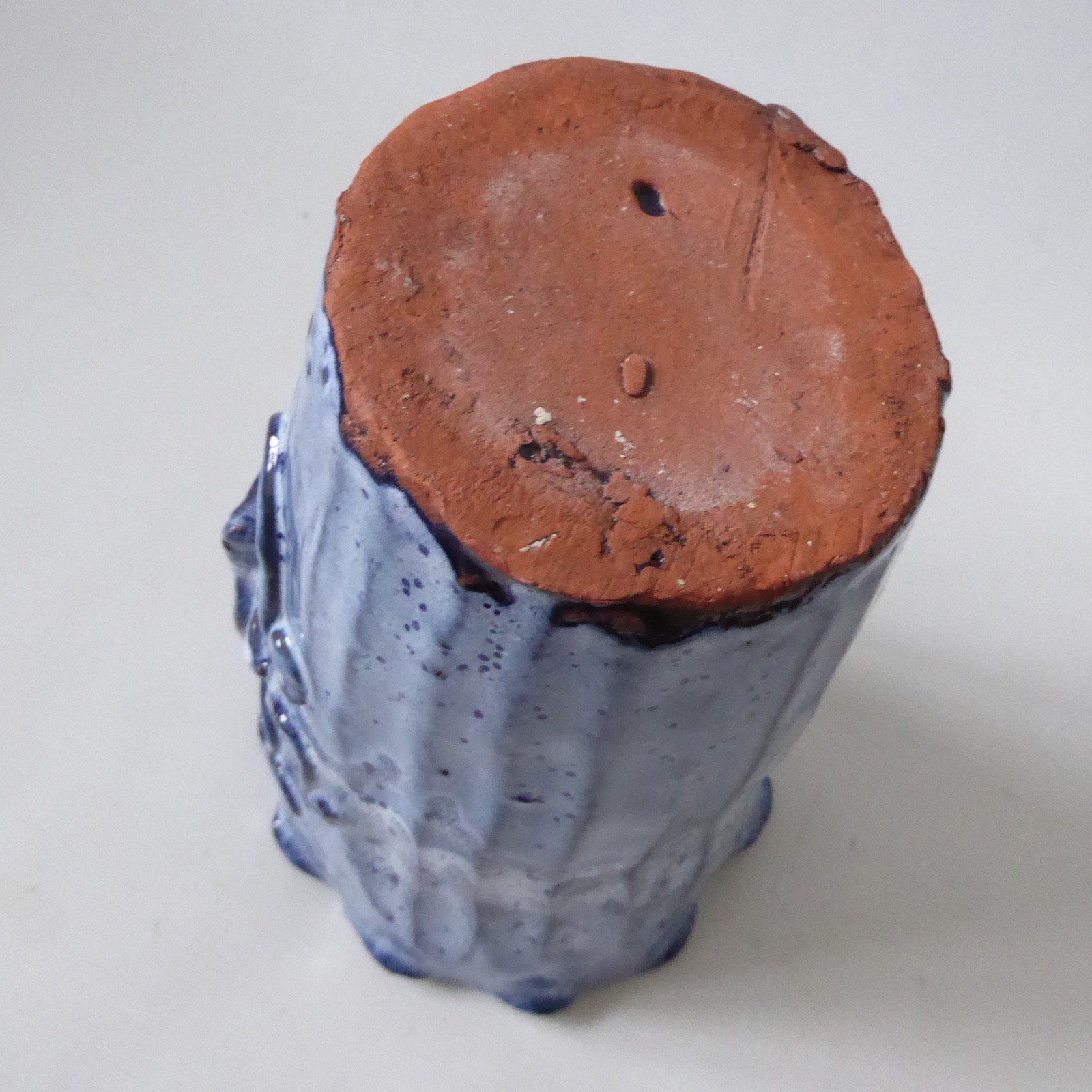 Hand built pottery fish vase, vintage handmade clay stoneware, blue Studio art - Image 12