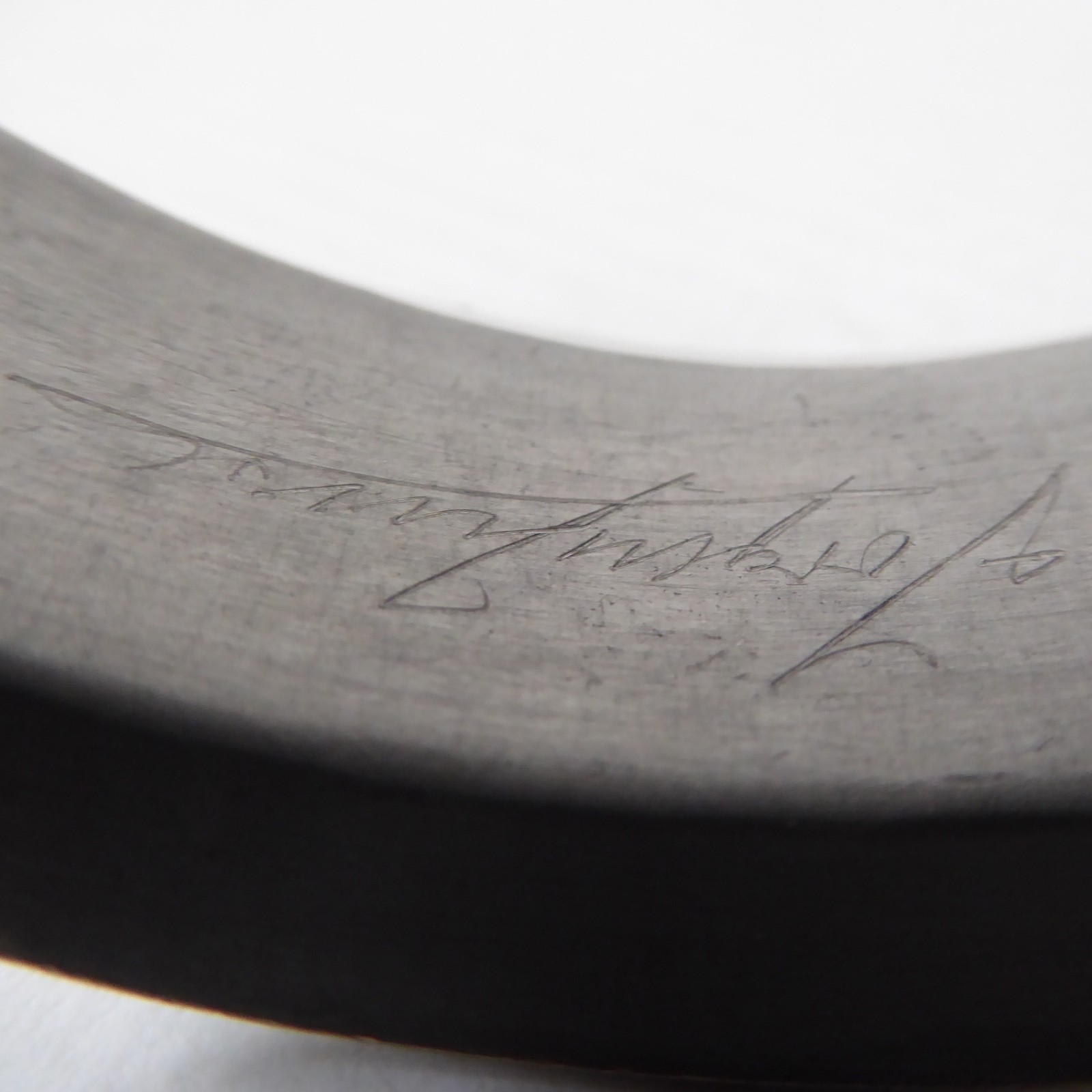 Hand signed Jorgen Jensen Danish vintage pewter hammered open bangle bracelet - Image 9