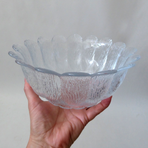 Holmegaard 20cm 8" glass Water-lily daisy fruit bowl. Sidse Werner 1970s Vintage