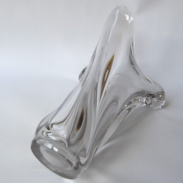 Huge 4kg French art glass crystal vase, 3-lobe twisted. Mid century 1950s 1960s - Image 12