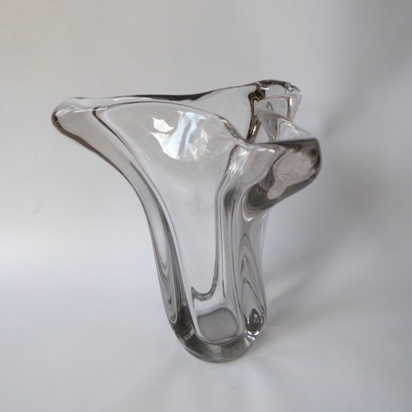 Huge 4kg French art glass crystal vase, 3-lobe twisted. Mid century 1950s 1960s - Image 6
