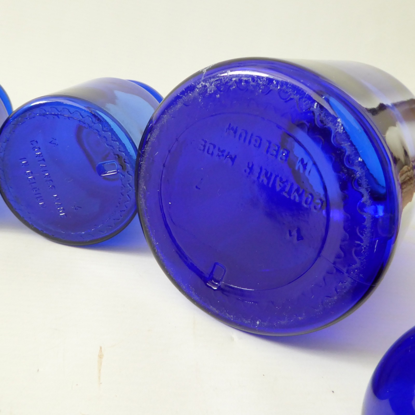 Made in Belgium 4 vintage retro glass apothecary storage jars 1970s, cobalt blue - Image 11
