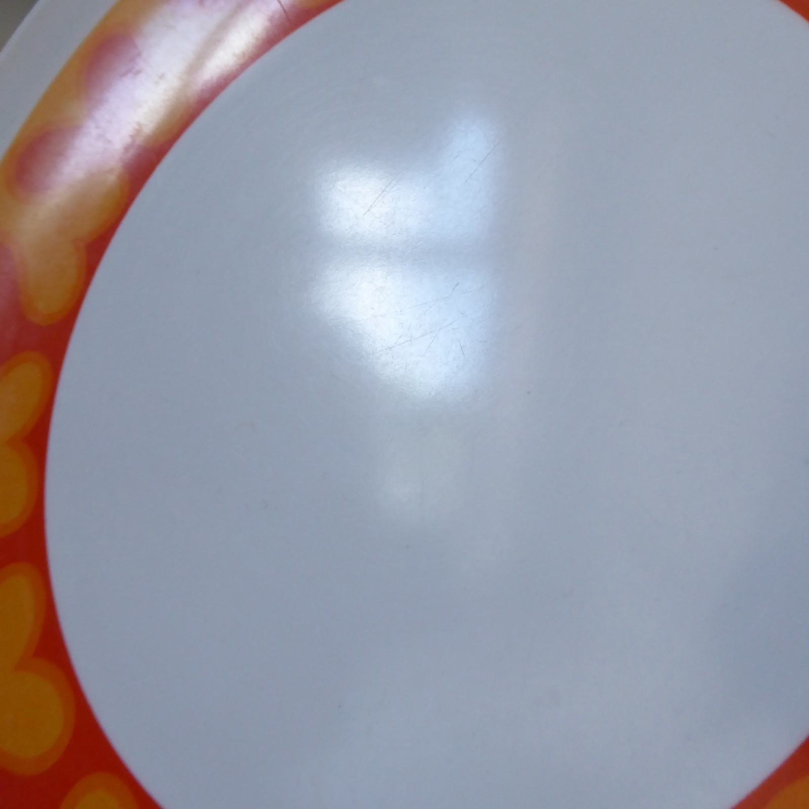Melaware 2 retro melamine 10" dinner plates, orange psychedelic boho vintage 70s - Image 6