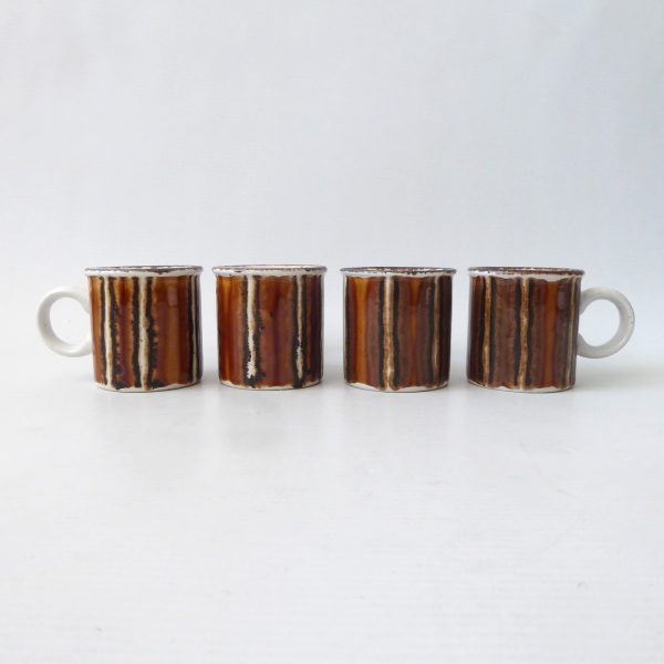 Midwinter Earth espresso cups mugs, 1970s Stonehenge pottery brown stripe coffee - Image 4