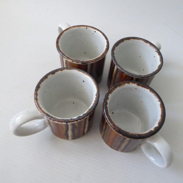 Midwinter Earth espresso cups mugs, 1970s Stonehenge pottery brown stripe coffee - Image 5