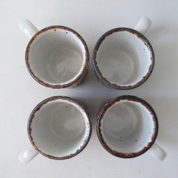 Midwinter Earth espresso cups mugs, 1970s Stonehenge pottery brown stripe coffee - Image 6